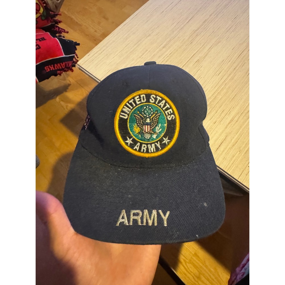 Vintage Sams Cap US Army Baseball Hat Navy Blue Wool Blend Adjustable USA 44